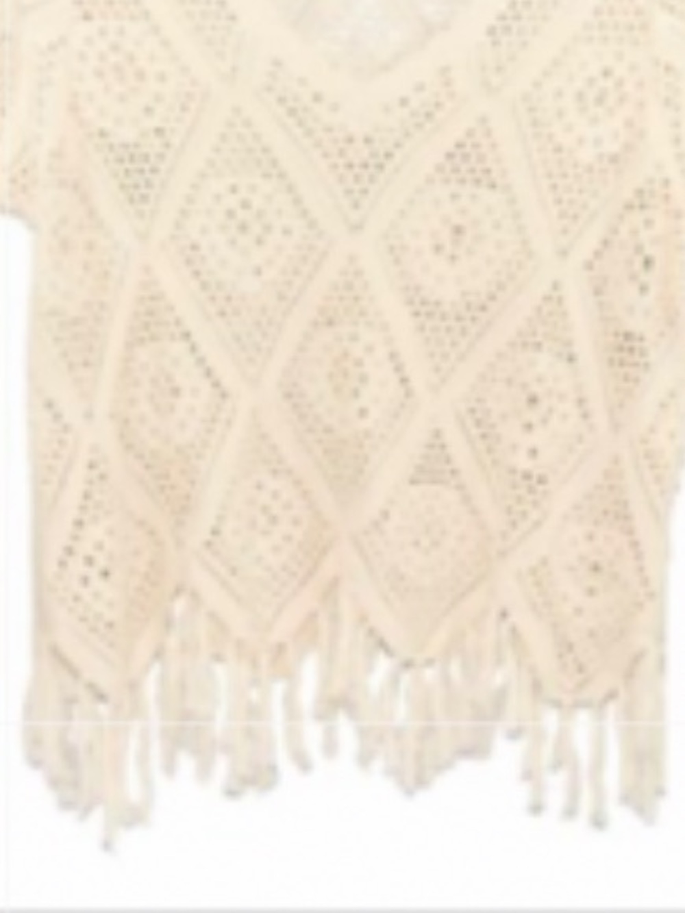 NEW• Arpeggio Ivory Bohemian Chic & Unique Crochet Top with Fringe Hemline•2X - Picture 3 of 10